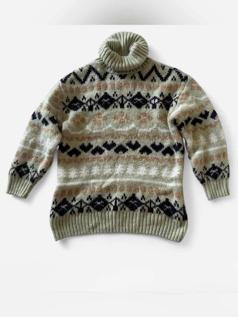 Anthropologie Turtleneck Tunic Sweater Fair Isle Women's Size S